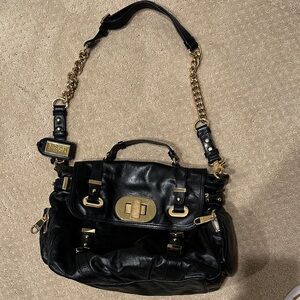 Badgley Mischka Black Shoulder Bag with Gold Accents